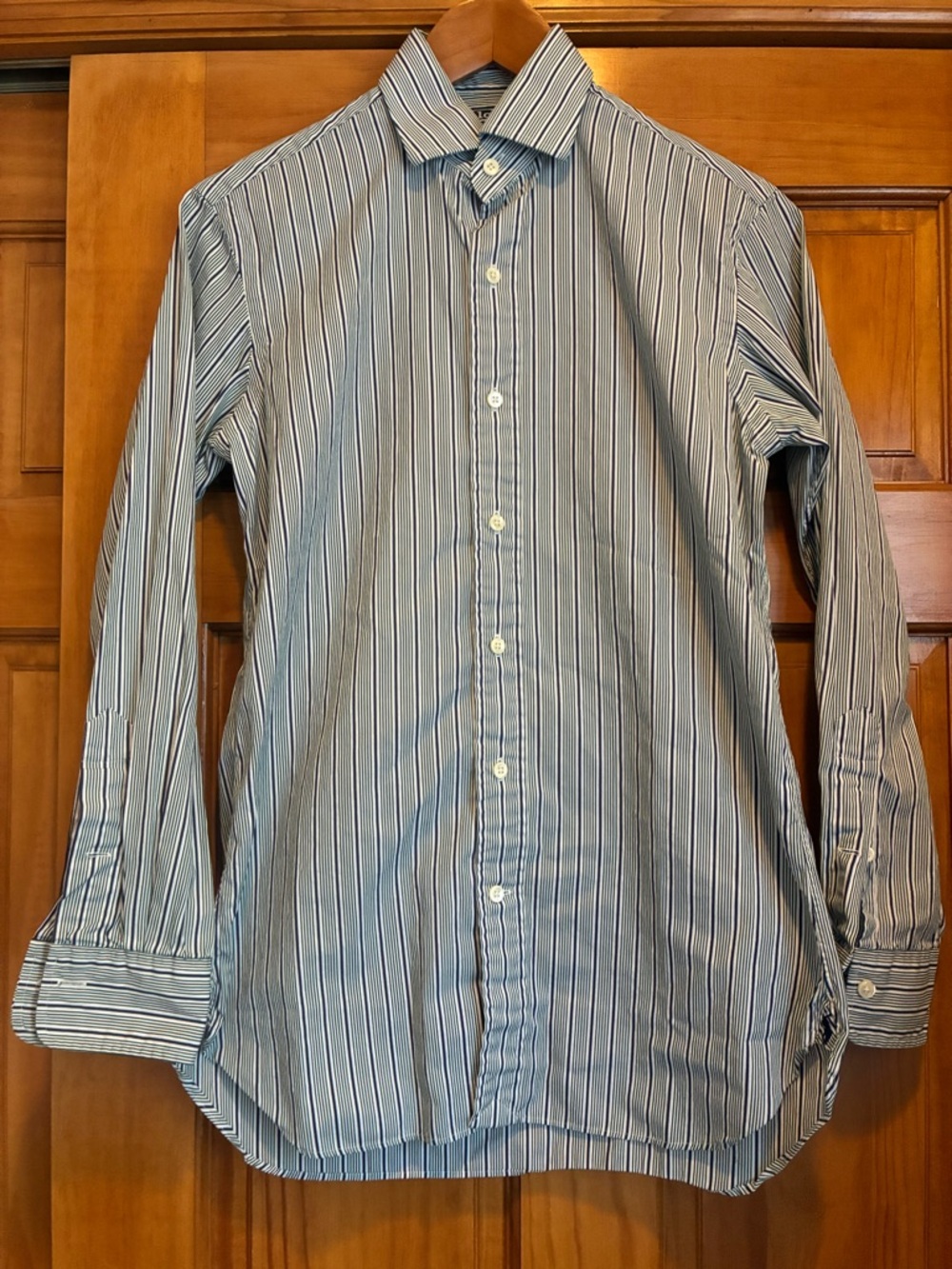 Ralph Lauren Polo Men's Blue Striped Button-Down Dress Shirt